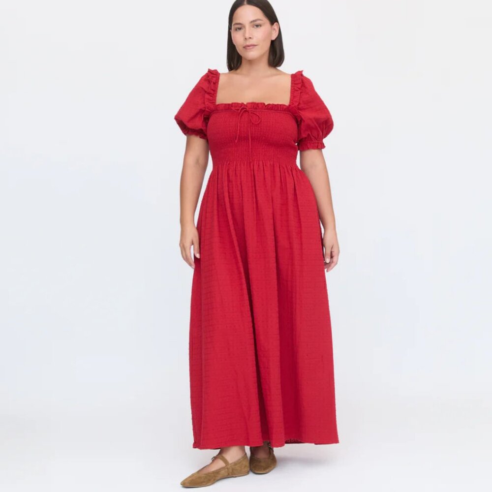 Hill House Scarlett Nap Dress in Chili Red Clip Dot Size L